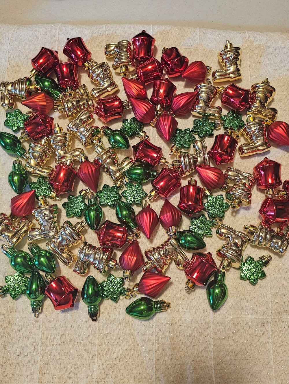 Lot of Miniature Plastic Christmas Tree Ornaments DIY Craft 84 Pieces